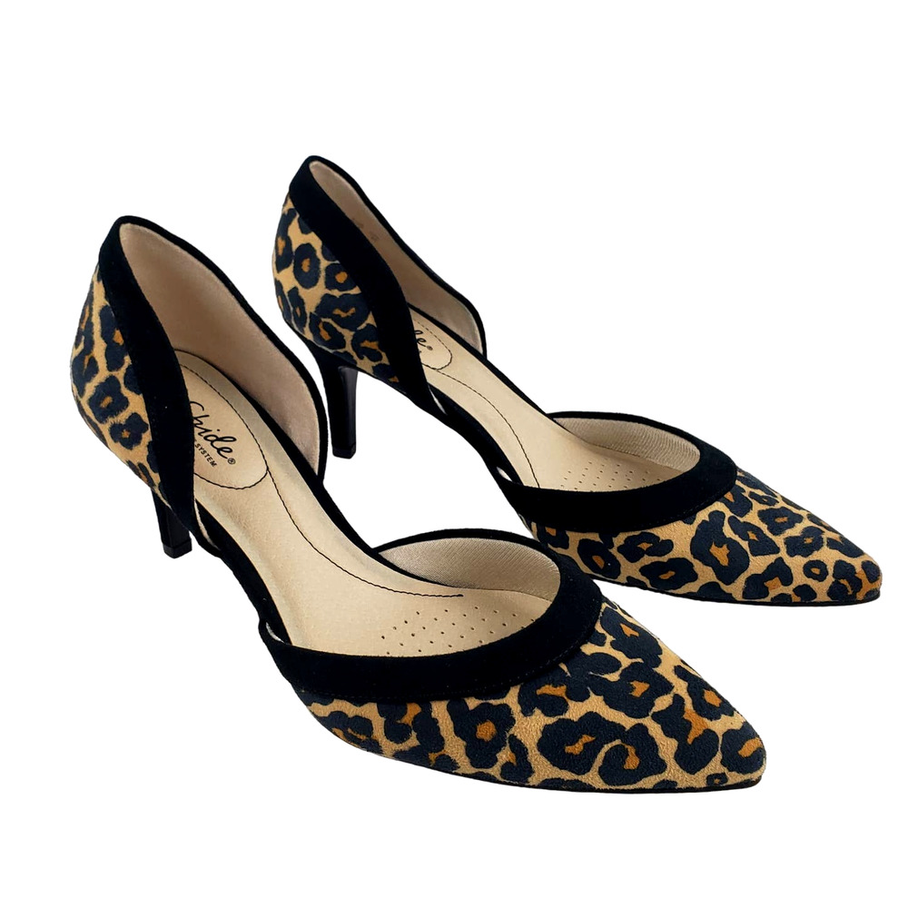Life Stride Saldana Womens Size 8 Black Leopard Point Toe 3" Heel Pump Shoes